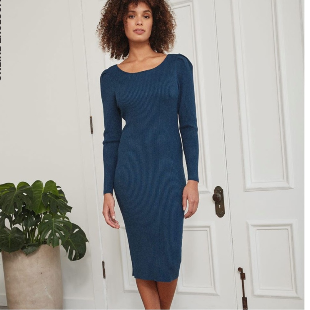 RW&CO. Scoop Neck Sweater Dress with Bow Back Detail